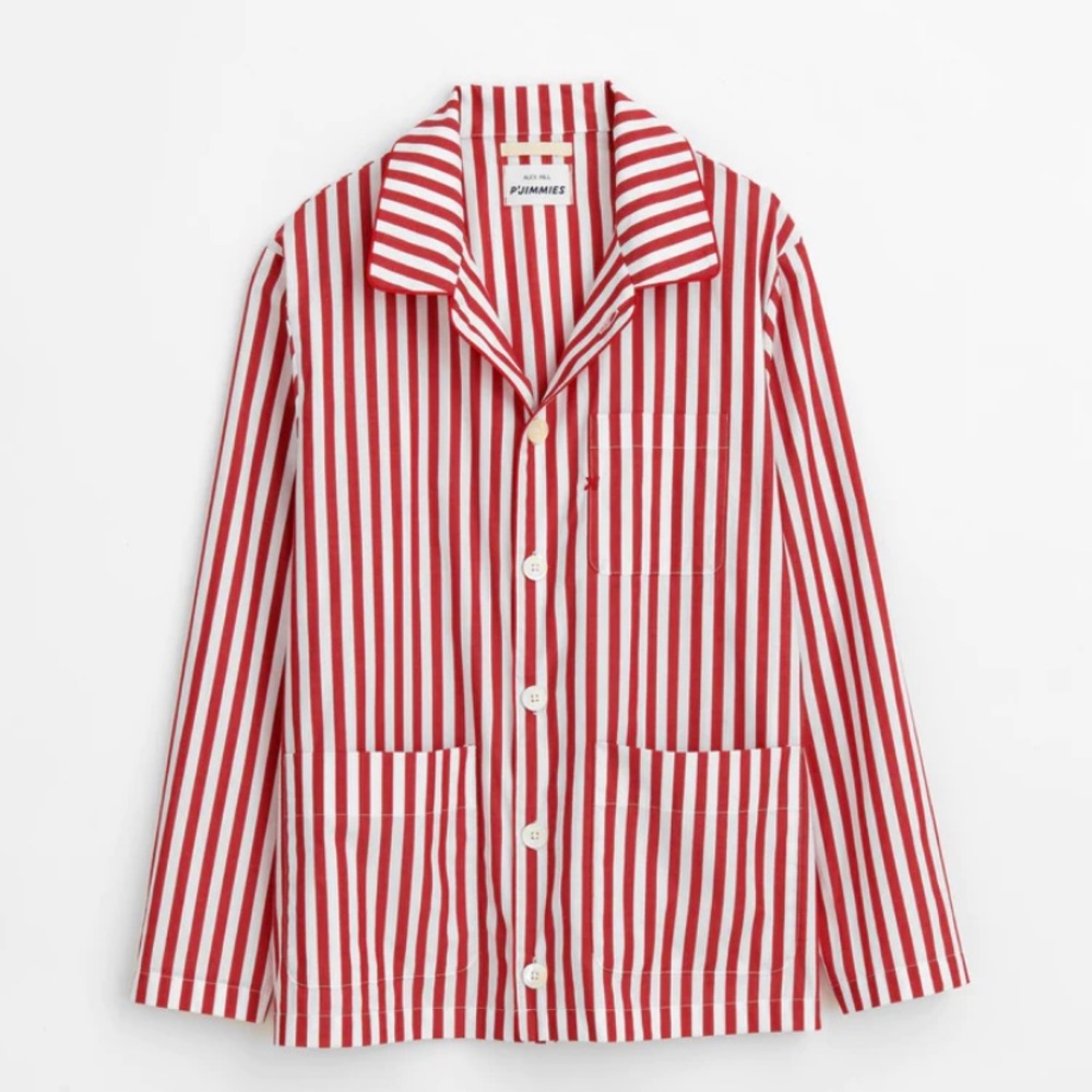 Alex Mill’s P’Jimmies night shirt in red stripped xs
